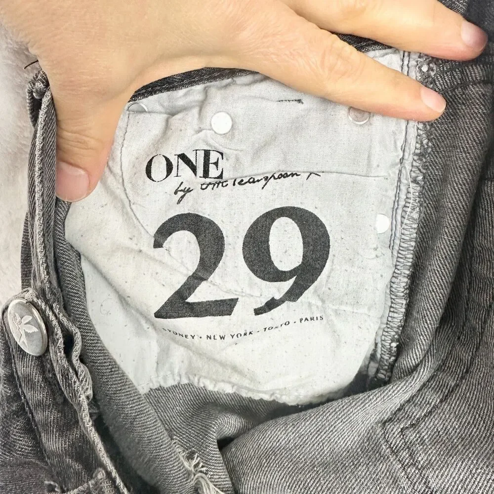 One Teaspoon Chargers Low Waist Denim Shorts Size 29 Gray Long Line Medium Rise